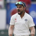 India’s captain Kohli celebrates after taking the catch to dismiss Sri Lanka’s Chandimal during the fourth day of their third and final test cricket match in Colombo